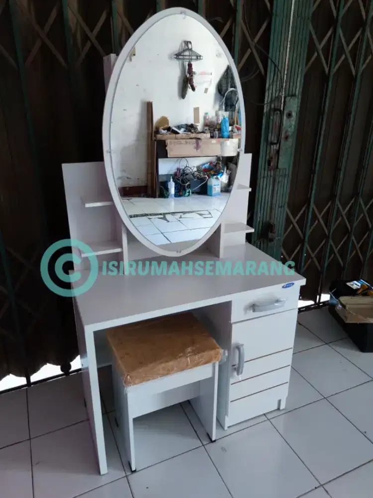 MEJA RIAS PUTIH OVAL SLIDING - FREE ONGKIR SEMARANG