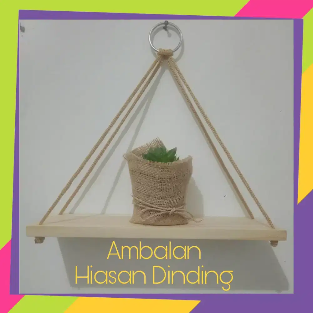 Ambalan tali kayu hiasan dinding