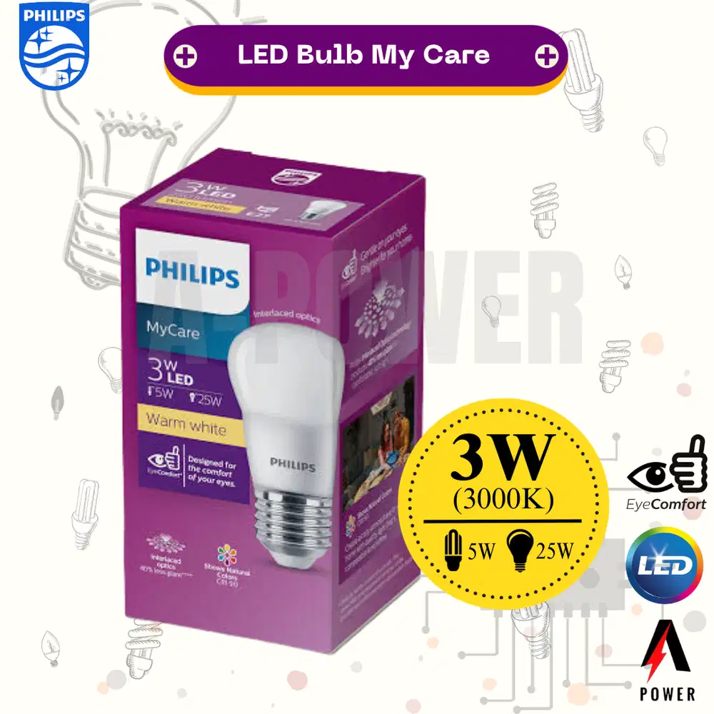 Philips - Lampu LED Bulb/Bohlam My Care 3W (Kuning)