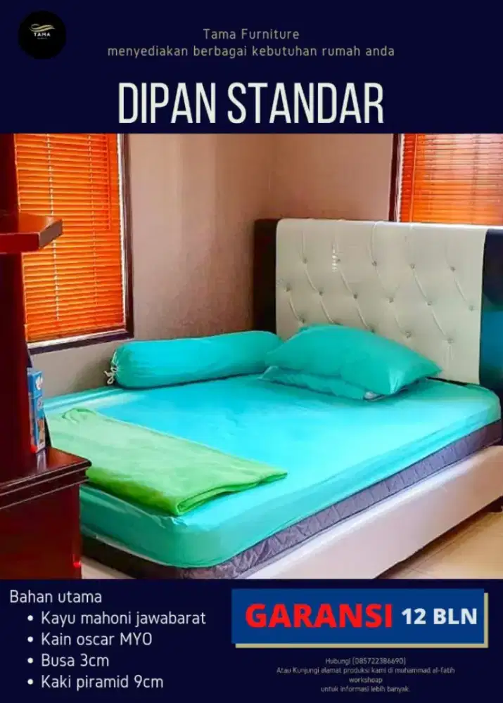 Dipan ranjang kayu sandaran minimalis