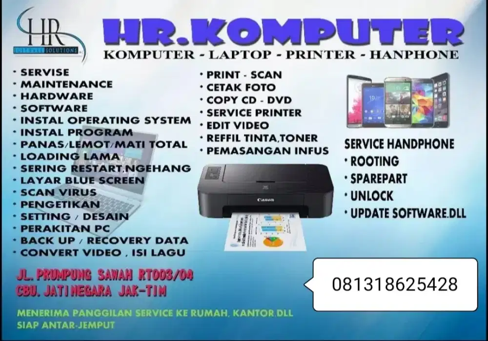Menerima service laptop, printer dan hp