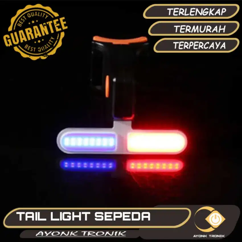 Lampu Belakang Sepeda Tail Light LED Dua Warna USB Chrgig Siap PCB COD