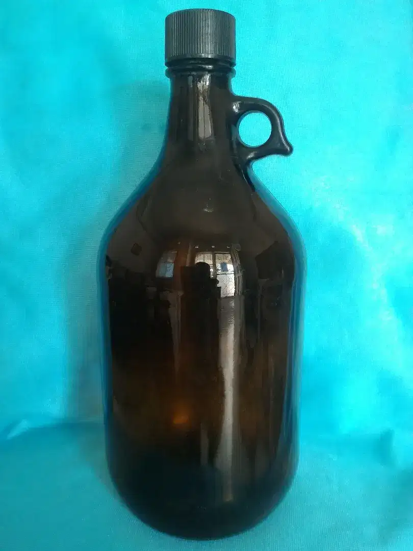 Botol kaca 2,5 liter amber kuping + tutup