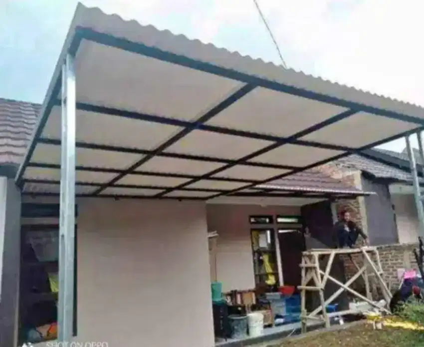 Canopy minimalis rangka tunggal atapnya alderon singel layer