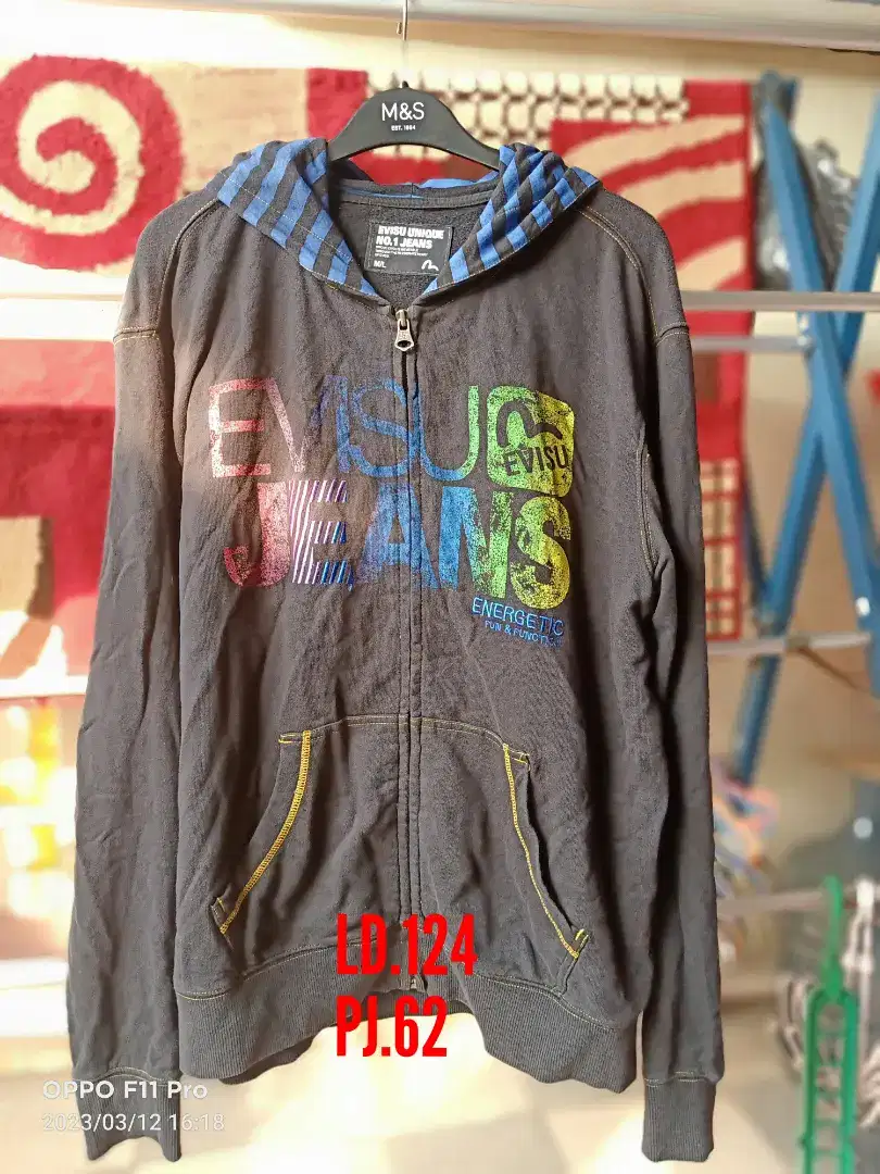 Jaket katun Hoodie Evisu original