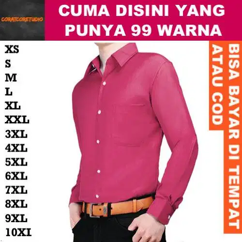 Hem Cowok Pria Panjang Polos Formal Casual PINK FANTA DUSTY TUA GELAP