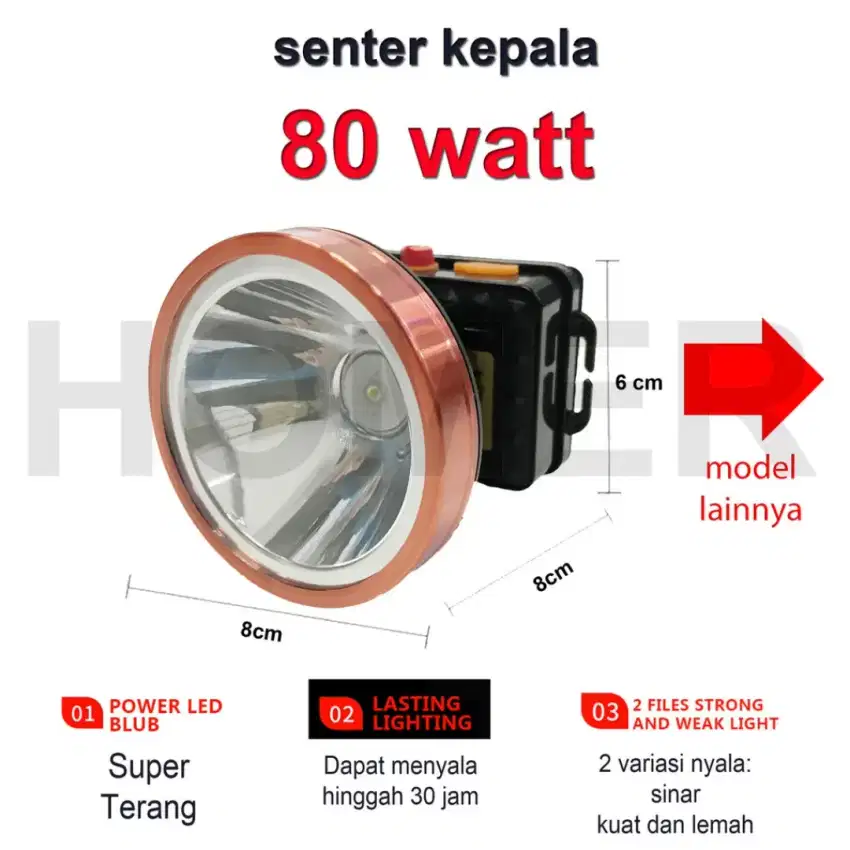 Senter kepala 80 Watt cas