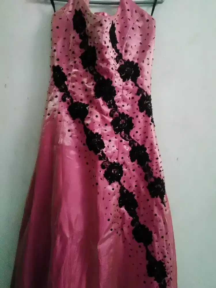 PARTY DRESS SIMPLE DESIGN BLACK PINK (NEW EKS DISPLAY)
