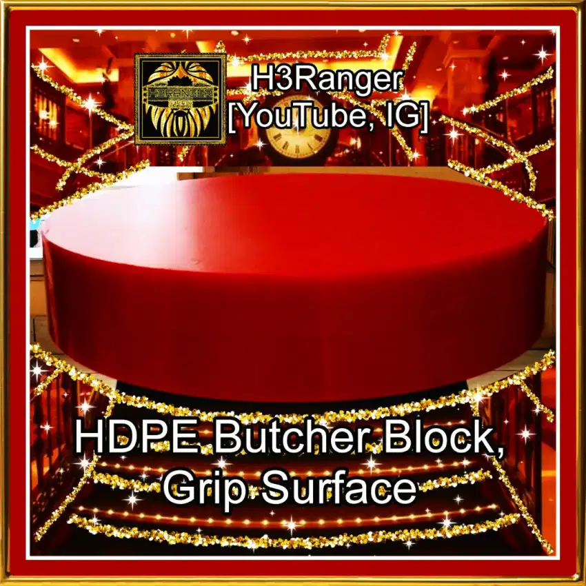 Talenan Bulat Merah HDPE Dia.45x10cm Butcher Block Chopping Board