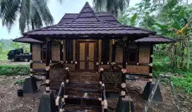 Saung gazebo bambu kayu segitiga bagang klasik gubuk pondol villa bale