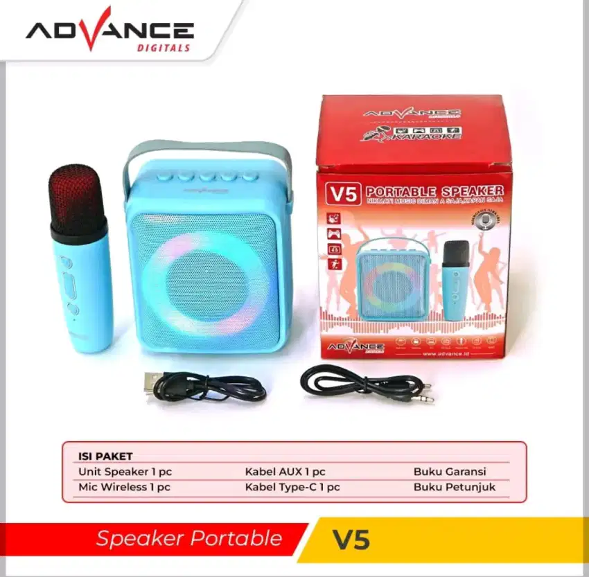 Speaker Karaoke Bluetooth Advance V5