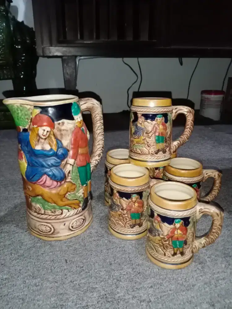 Tea set antik 7pcs (ada musik di teko)