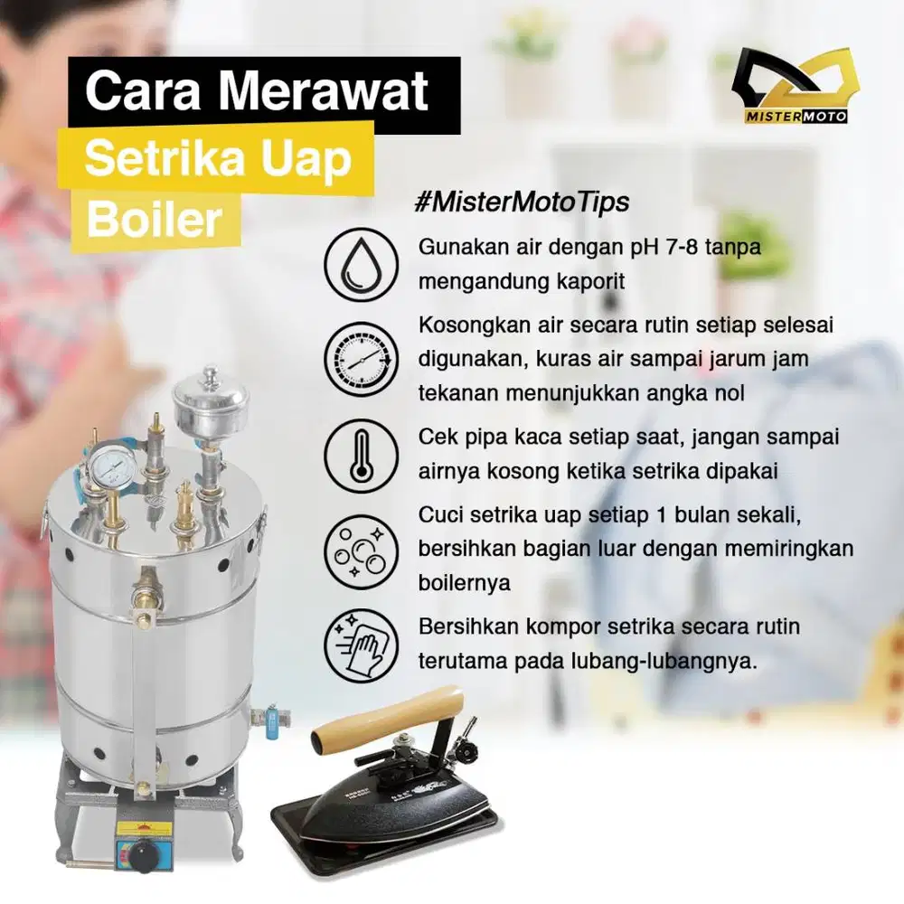 Setrika Uap Laundry dan Konveksi MISTERMOTO 25ltr 2 Setrika