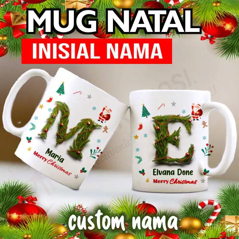 MUG INISIAL NAMA CHRISTMAS