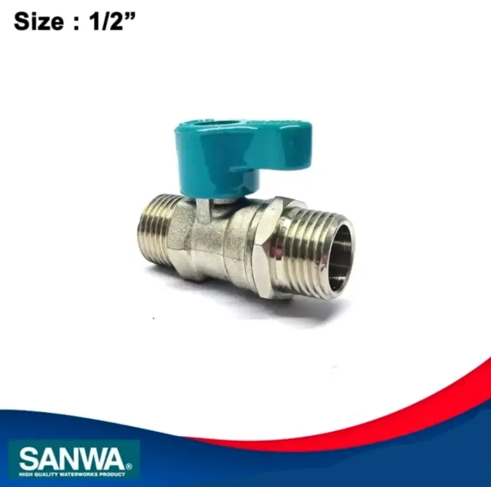 SANWA Mini Ball Valve / Stop Kran, MALE-MALE (DERAT LUAR-DERAT LUAR)