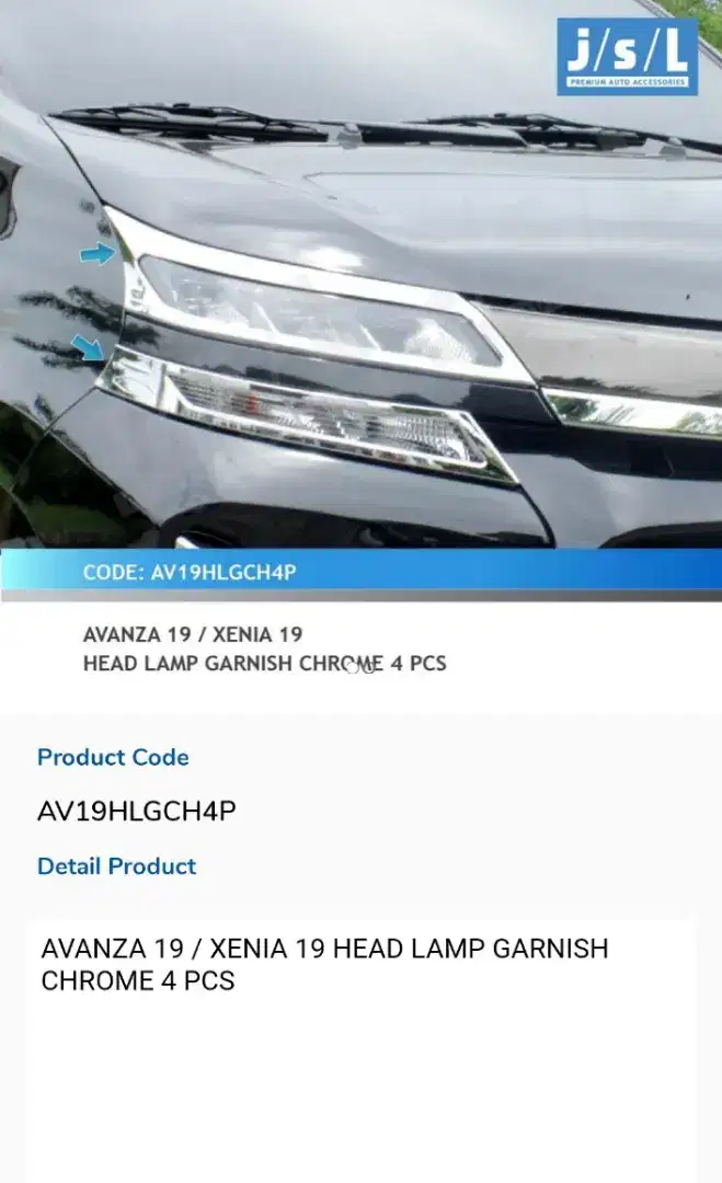 JSL Garrnis lampu Avanza/Xenia Chrome 2019