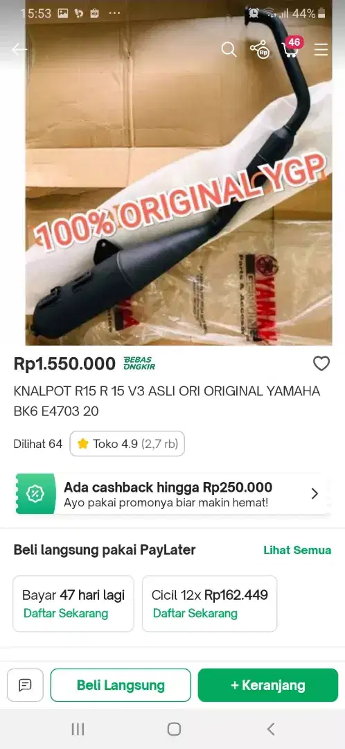 Bissmillaah Jual knalpot R15 Yamaha Original