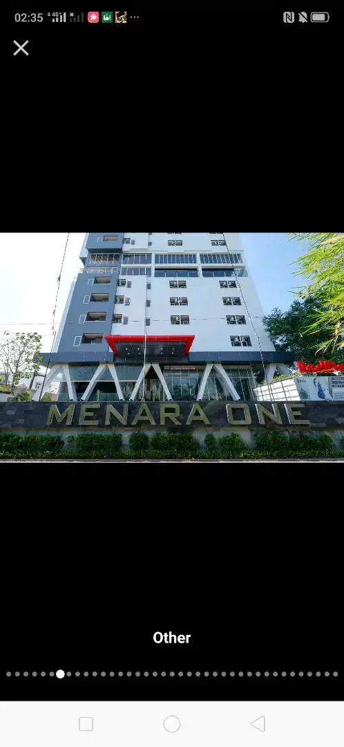 Untuk disewakan Apartment Menara One Type Studio.