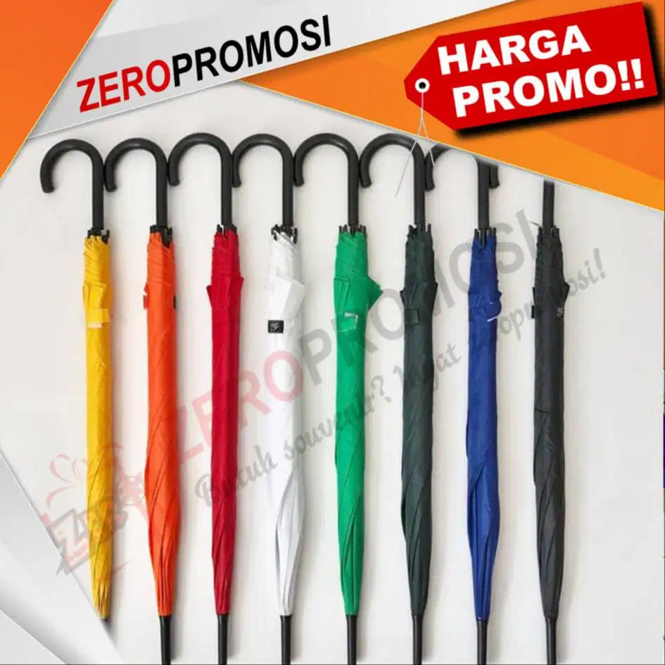 Payung panjang standar otomatis buka gagang J polos