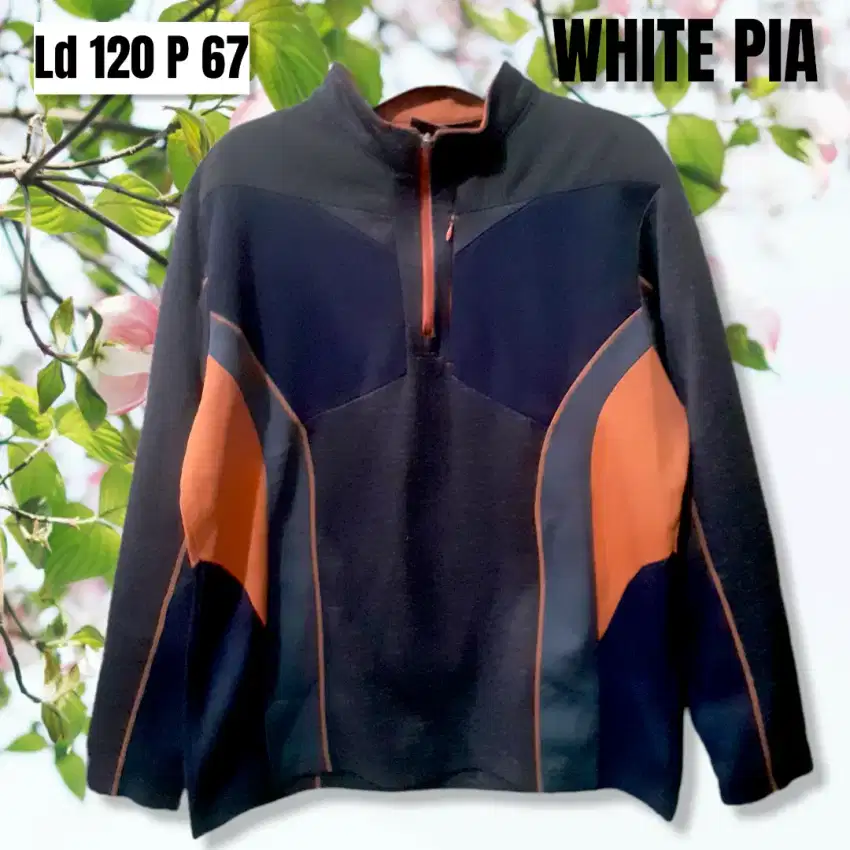 Jaket tracktop outdoor half ziper White Pia