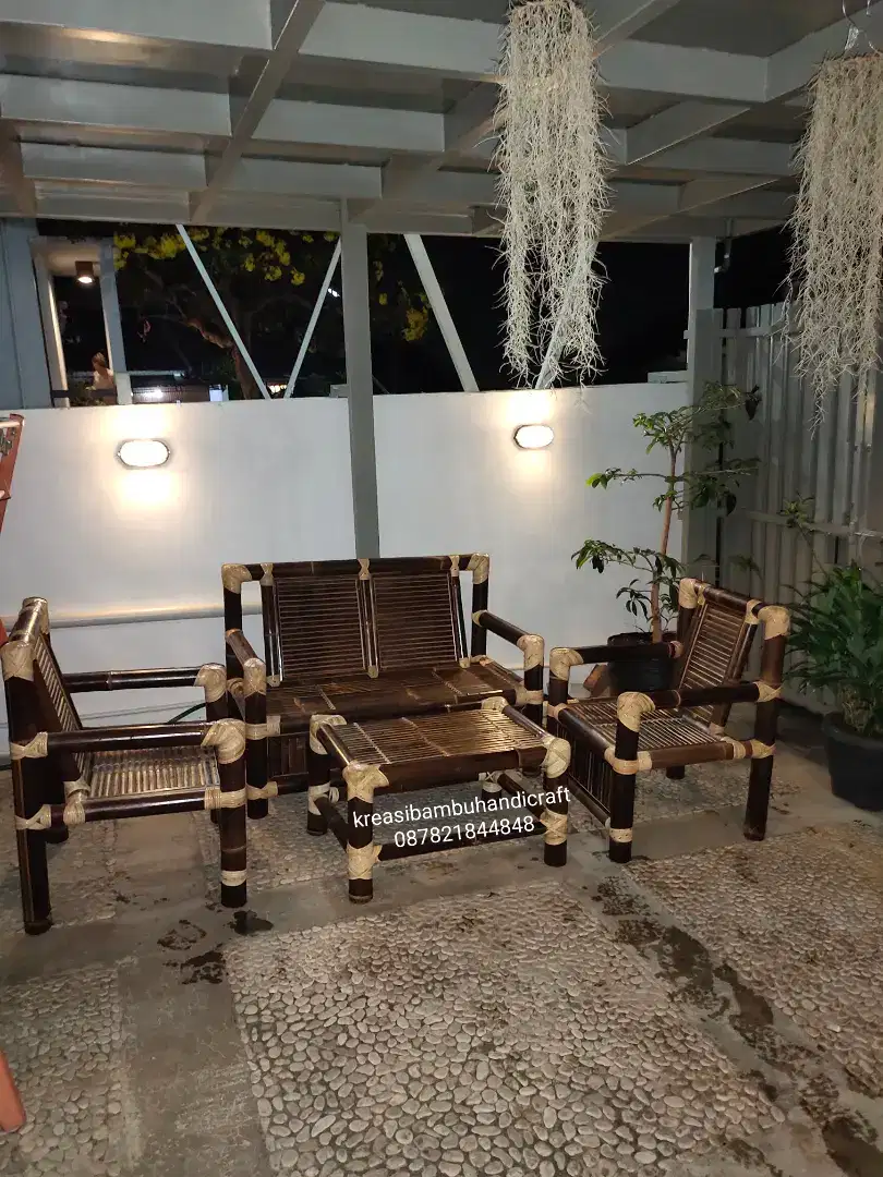 Kursi bambu hitam awi wulung 1 set