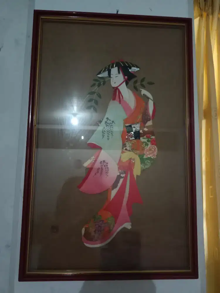 Pajangan jepang antik bingkai bagus