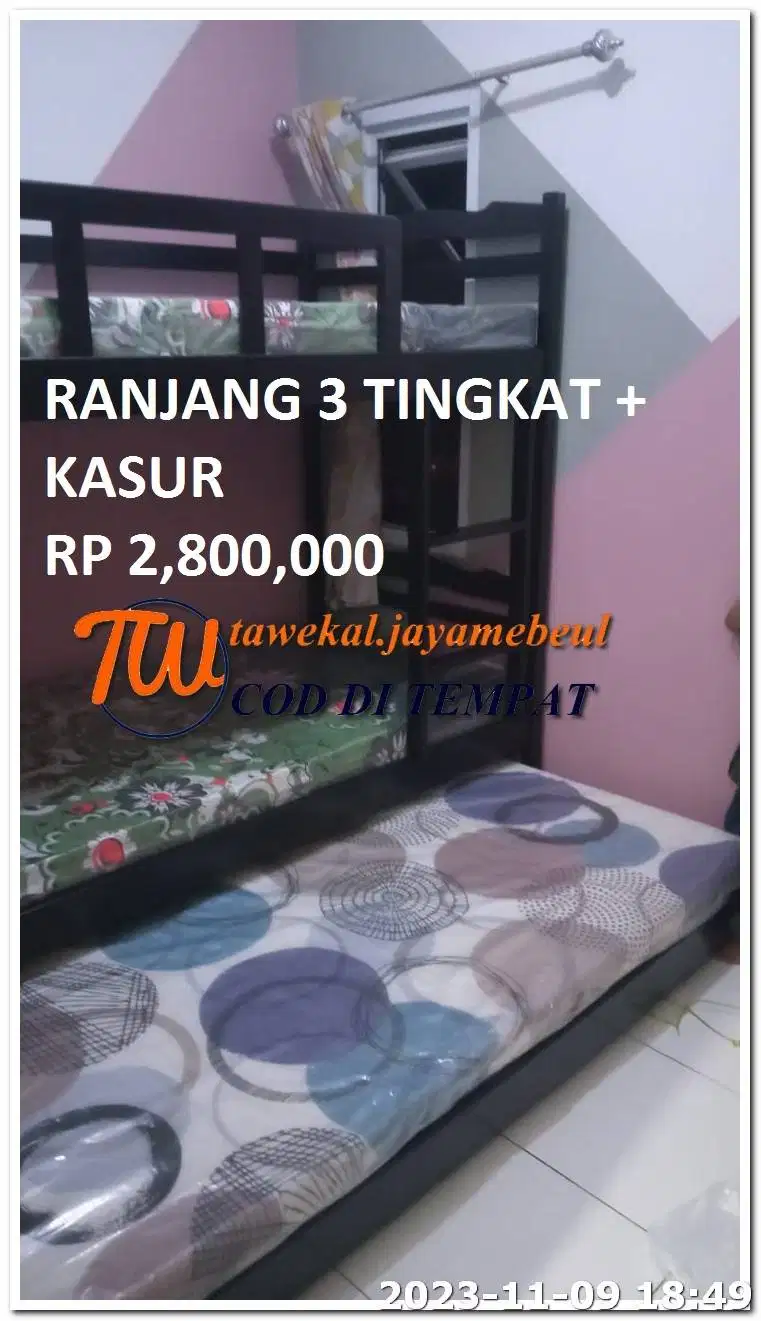 RANJANG KAYU TINGKAT RANJANG SUSUN RISBANG SORONG SET KASUR BUSA ROYAL