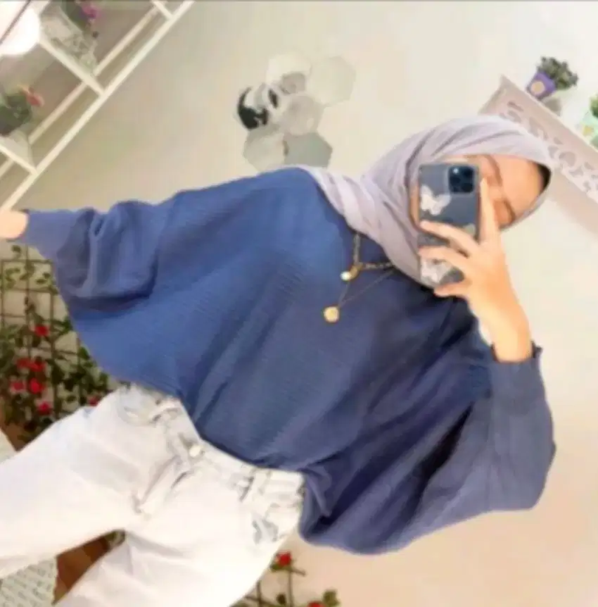 Blouse batwing rajut second like new