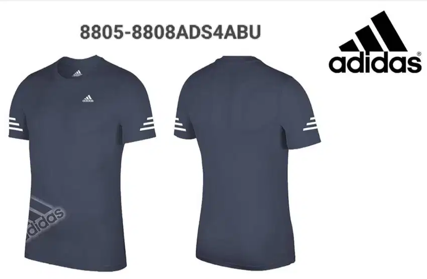 Jersey kaos baju olahraga futsal badminton adidas gray