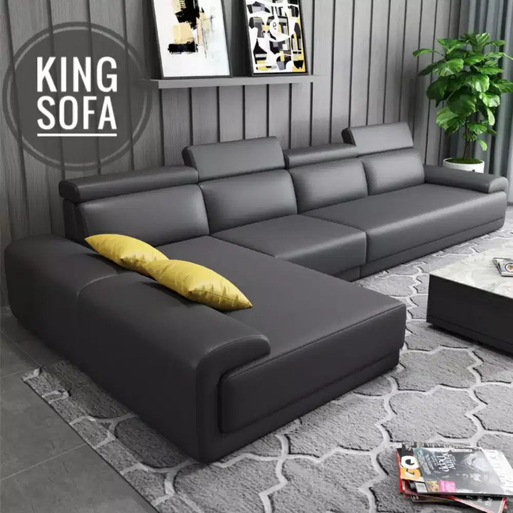 Sofa Letter L Shape Kulit Sintetis Terbaru Minimalis