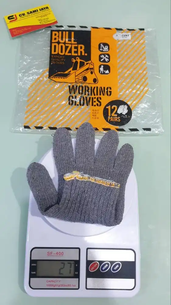 Sarung tangan abu Buldozer (benang 6)