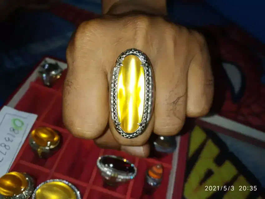 Cincin batu akik golden Supreme pacitan cat eye jumbo HQ