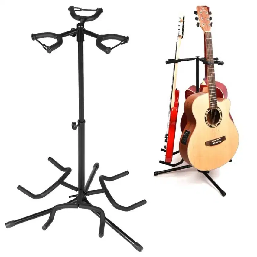 Stand Gitar 3 Triple Dock Berdiri Guitar Akustik Musik 3 Cabang 3Dock