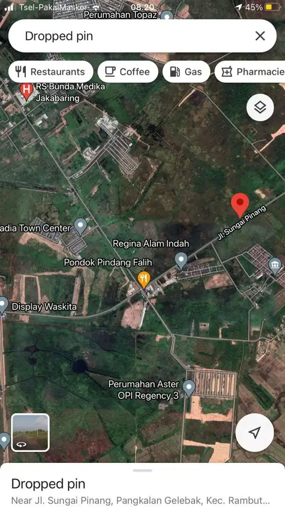 Tanah pinggir jalan sungai pinang jakabaring