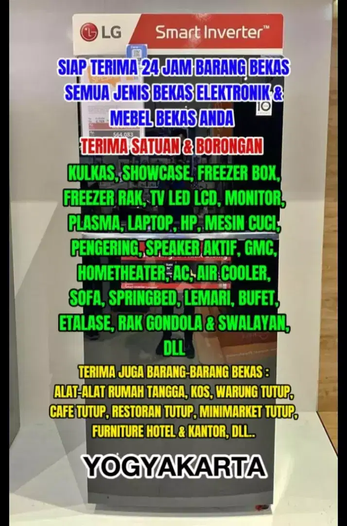 Kami Beli Bekas TV LED LCD MONITOR KULKAS SHOWCASE FREEZER MESIN CUCI