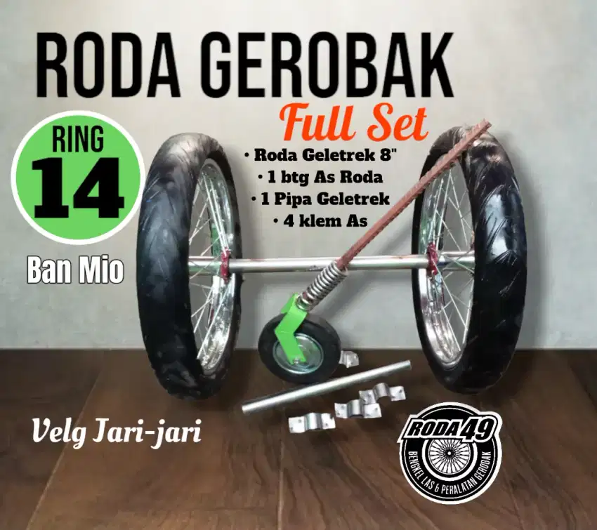 Roda Gerobak Dorong RING 14 Full Set velg jari-jari