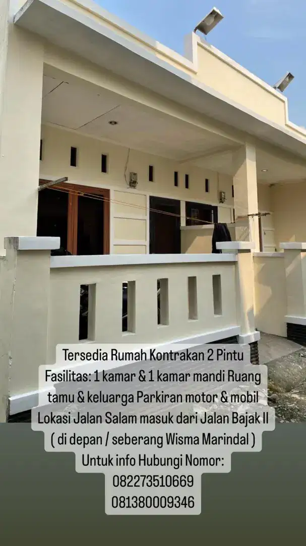 Disewakan Rumah Kontrakan Depan Wisma Marindal