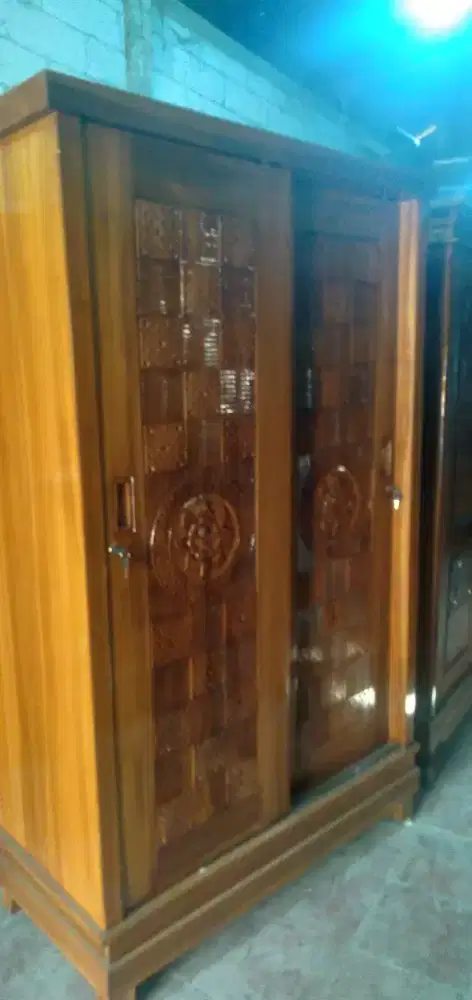 Lemari pintu 2 SLEDING full kayu jati
