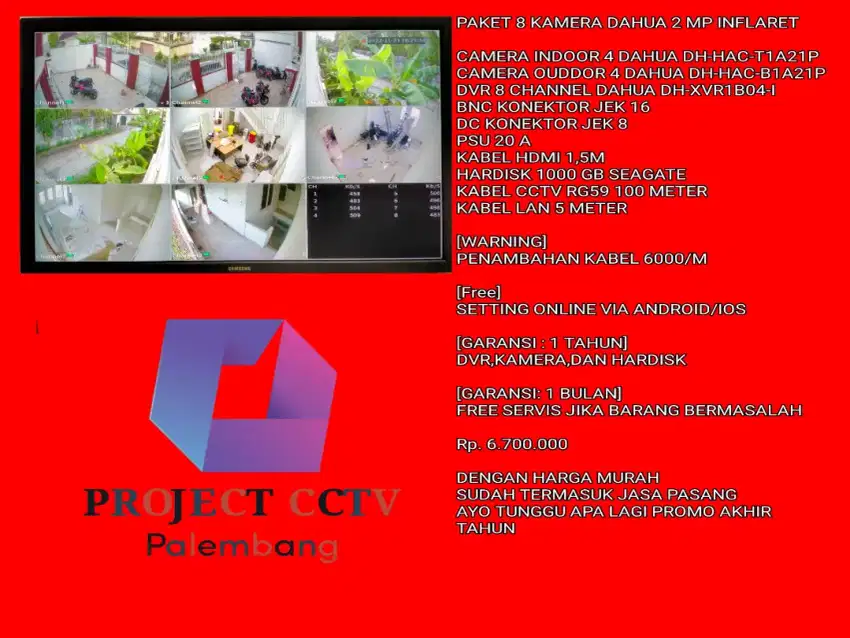 Promo paket cctv dahua 8 camera inflaret 2MP