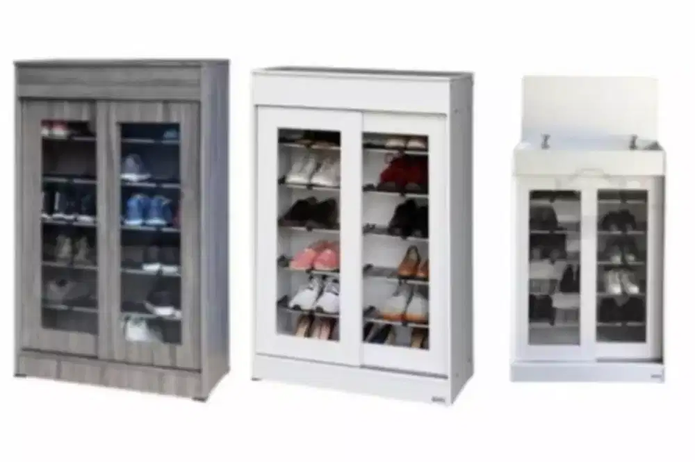 Rak Sepatu - Sendal Sliding 6Susun / Lemari Sepatu sendal Pintu Kaca