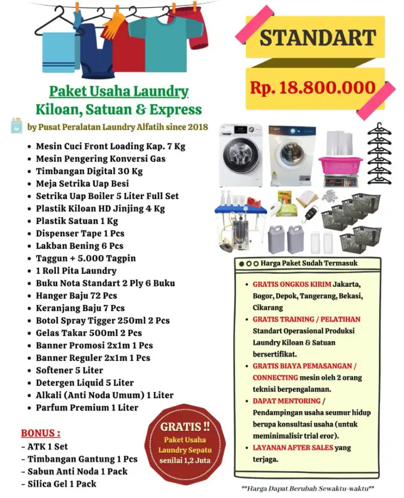Paket usaha Laundry / perlengkapan mesin laundry
