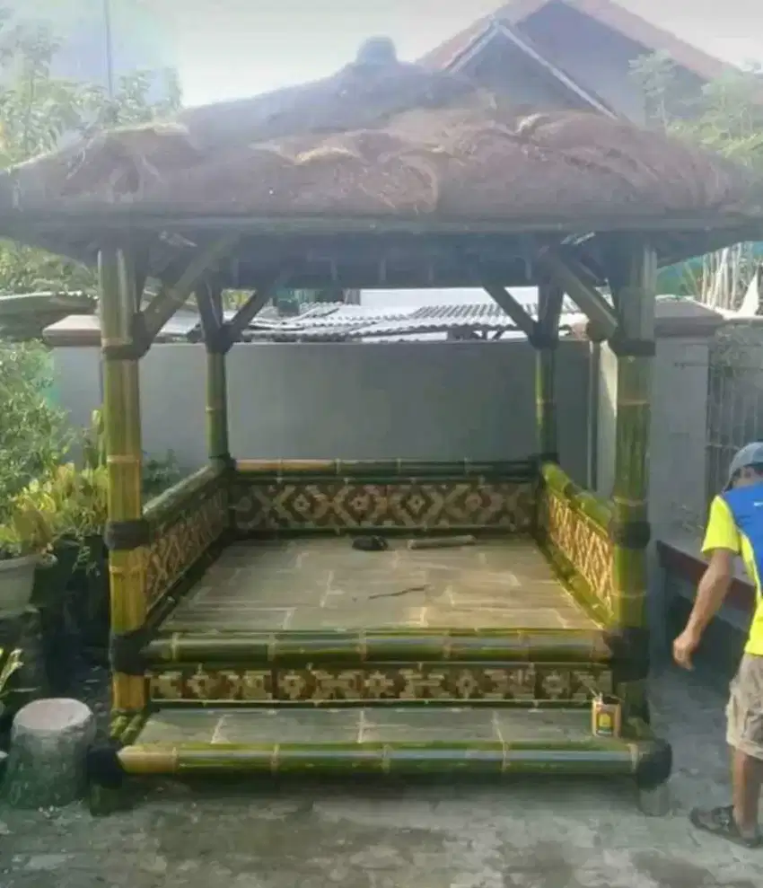 Saung Gazebo Bambu Ukuran 2x2 m2 Murah Berkualitas