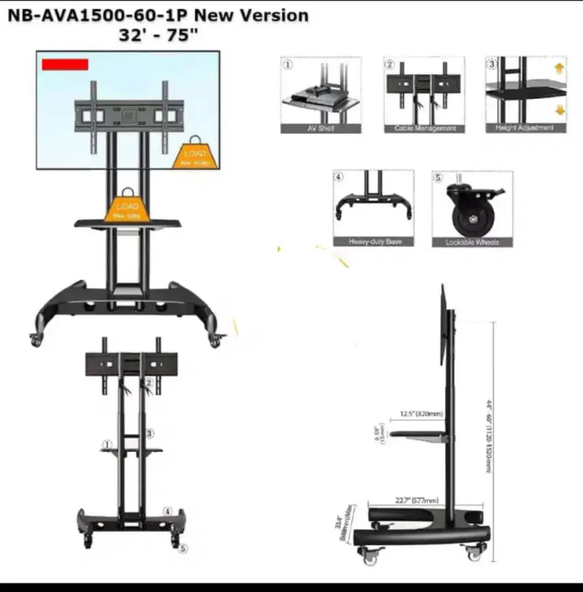 Bracket TV led standing 32-75+ pasang