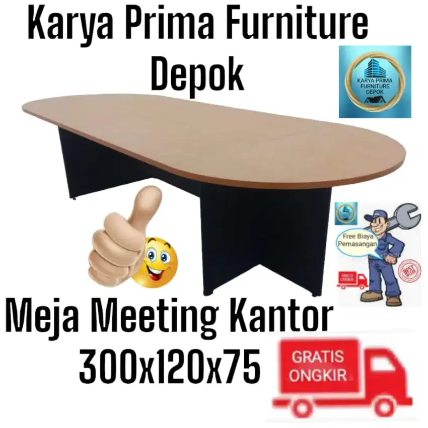 Meja Meeting Rapat ukuran 300x120x75kuat awet baru2.485.000free ongkir