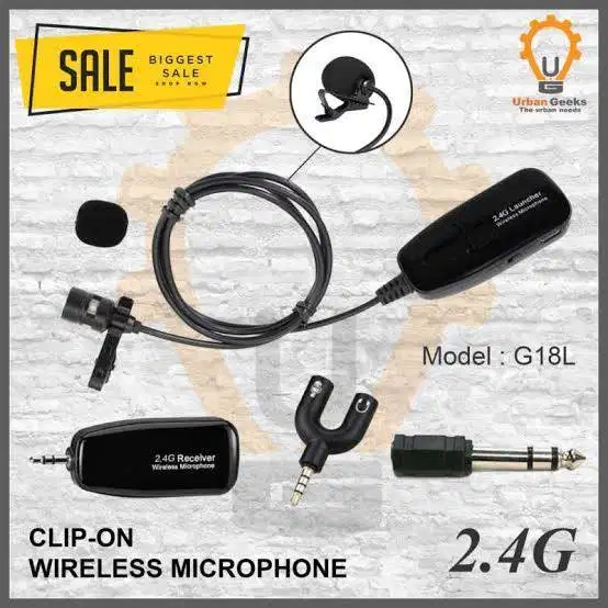 Mic Wireless Mikrofon Microphone Kamera Hp Clip on Taffware