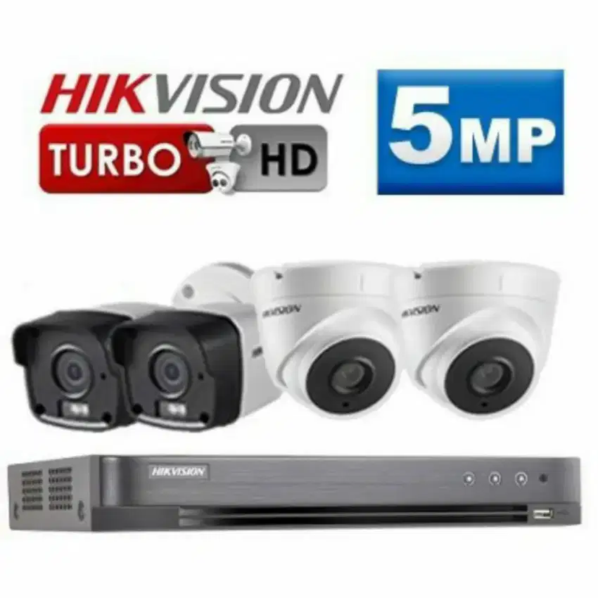 Paket lengkap 4 kamera cctv Hikvision 5Mp Ultra HD  Gratis pasang.