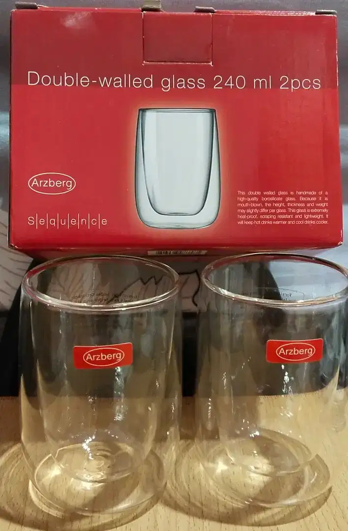 DIJUAL Arzberg Double walled glass 240 ml 2 pcs, made in Germany