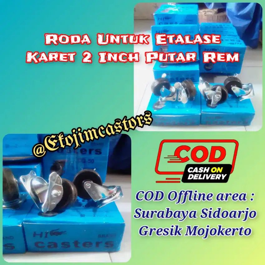 Roda Karet Untuk Etalase 2 Inch Hidup Rem (per biji)