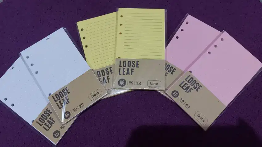 Kertas loose leaf Warna ukuran binder A5- Ungu Kotak