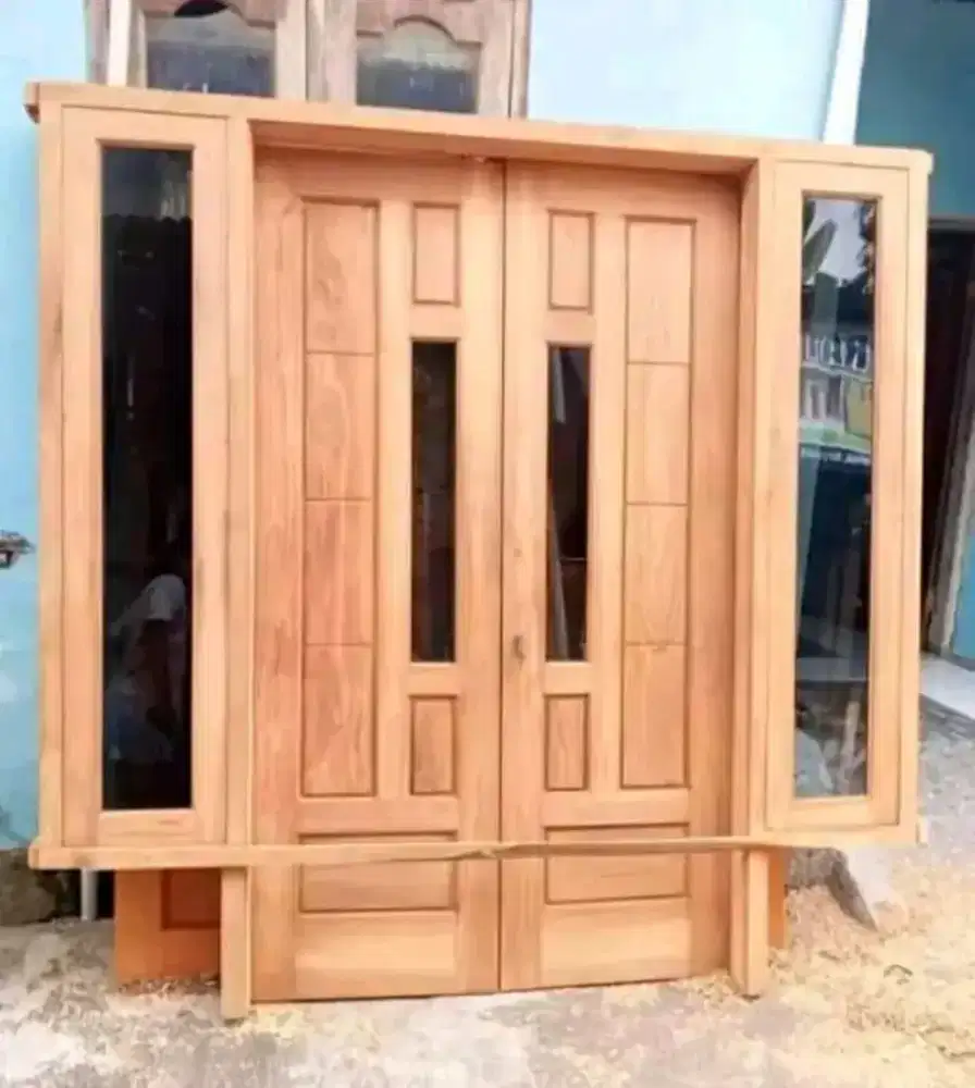 PINTU KUPU TARUNG PINTU UTAMA KAYU JATI